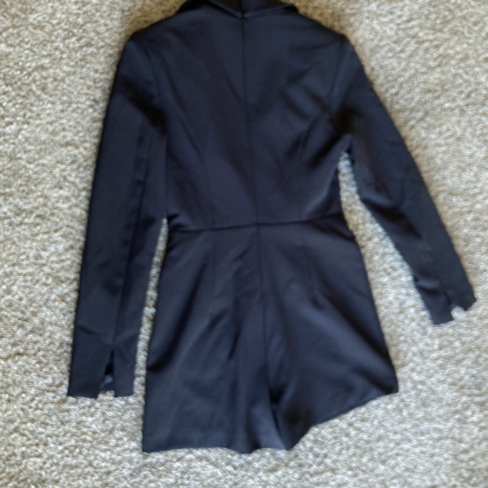 JouJou by Badgley Mischka Black Tuxedo Blazer Romper Size 0 Rhinestone Trim - Picture 10 of 16
